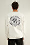 Ecru Oversize/Wide Cut Floral Embroidered Fleece Lined/Warm Sweatshirt Tmnaw24Sw00012 - 6