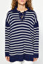 Navy Blue Comfortable Striped Knitwear Sweater TCTAW24AK00172 - 4