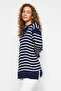 Navy Blue Comfortable Striped Knitwear Sweater TCTAW24AK00172 - 2