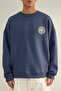 Indigo Oversize/Geniş Kesim Çiçek Nakışlı İçi Polar/Sıcak Tutan Sweatshirt TMNAW24SW00012 - 7