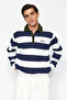 Lacivert Regular/Normal Kesim Polo Yaka Çizgili İçi Polar/Sıcak Tutan Sweatshirt TMNAW24SW00240