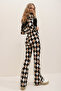 Women's Beige Black Patterned Spanish Front Pants ALC-X10914 - 4