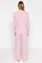 Pembe %100 Pamuklu Çizgili Gömlek-Pantolon Örme Pijama Takımı THMAW24PT00144 - 6