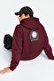 Brown Oversize/Wide Cut Mystic Printed Fleece Inside/Warm Sweatshirt Tmnaw24Sw00150