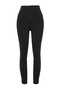 Siyah Toparlayıcı Yüksek Bel Nervürlü Beli Lastikli Slim Fit Kalın Örme Pantolon TWOAW24PL00114 - 10