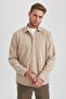 Regular Fit Polo Neck Cotton Basic Plain Long Sleeve Shirt A5649Ax23Au
