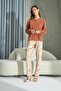 Women's Long Sleeve Velvet Jacquard Tan Pajamas Set C1T5N2O67
