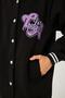 1992 Print Detailed Girl's College Jacket Black - 7