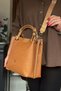 ASL Large Size Knitted Detailed Casual Cut Crossbody Women's Shoulder Bag 4031 Brown - 2