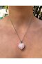 Curved Heart Model Pink Quartz Natural Stone Necklace
