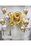 19 YEAR OLD BIRTHDAY FOIL BALLOON GOLD SILVER TRANSPARENT LATEX BALLOON SET - 2