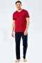 Embroidered, 100% Cotton V-Neck Men's Pajama Set - 2