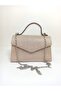 Women's silvery evening dress bag with powder silver chain strap