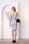 Gray Fitted Mini Boat Neck Ribbed Stretchy Knitted Dress - 8