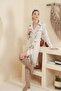 Women's Cream Color Long Trench Coat - 5