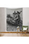 Flying Elderly Witch and Cat with Broom Halloween Gift Hellowen Wall Cloth Rug 6304 - 6