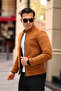 Men's Black Slim Fit Suede Jacket - 2