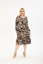 WOMEN'S PLUS SIZE BELOW KNEE SQUARE COLLAR LONG SLEEVE VISCOSE COMBED STYLISH DESIGN COMFORTABLE DRESS - 7