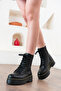 Black Unisex New Season Zippered Quality Boots - 2