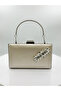 Nude Color Satin Silver Case Silver Stone Evening Bag Evening Bag Wedding Engagement Portfolio