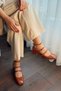 Women's Mary Jane Tan Patent Leather Closed Back Three-Striped Square Toe Helmet Short Block Heeled Shoes - 5