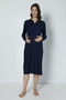 Navy Blue Cotton Fitted Knitted Fabric Maternity and Maternity Long Sleeve Nightgown