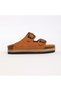 Genuine Leather Straw Detailed Anatomical Sole Tan Women's Slippers - 4