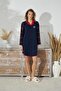 Long Sleeve Shirt Collar Buttoned Front Navy Blue Tunic C1T5N2O98 - 3