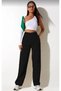 Jany Lycra Women's Black Super High Waist Wide Leg Denim Jeans Palazzo Trousers