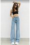 Buggy Women's Snow Wash Blue Lycra Loose Palazzo Jeans Pants Widge Leg - 2