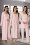 Women's Pink Lace Long Sleeve Cotton Maternity Maternity Dressing Gown Pajamas Set Nightgown Set - 2
