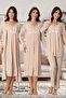 Women's Mink Lace Long Sleeve Cotton Maternity Maternity Dressing Gown Pajamas Set Nightgown Set - 3