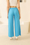Blue Open Waist Elastic Side Slit Palazzo Trousers - 8