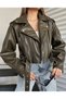 Luxury Quality Women's Balloon Sleeve Vintage Biker Leather Jacket - 5