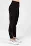 Women's High Waist Black Ribbed Leggings with Fleece Inside - 2