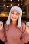 Women's Fur Plush Hat with Headphones RKŞ-04 Gray - 3