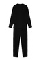 Black Regular Fit Waffle Textured Knitted Pajama Set Tmnaw24Pt00004 - 6