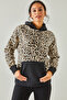 Women's Ecru Leopard Leopard Hooded Fleece Sweatshirt SWT-19000326