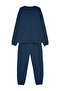 Indigo Oversize/Geniş Kesim Yazı Baskılı Sıcak Tutan Sweatshirt Eşofman Takım TMNAW24EM00004 - 9