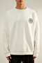 Ecru Oversize/Wide Cut Floral Embroidered Fleece Lined/Warm Sweatshirt Tmnaw24Sw00012 - 4