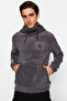 Limited Edition Anthracite Regular/Normal Cut Printed Anti-Pilling Fleece Sweatshirt Tmnaw24Sw00122 - 3