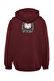 Brown Oversize/Wide Cut Mystic Printed Fleece Inside/Warm Sweatshirt Tmnaw24Sw00150 - 7