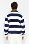 Lacivert Regular/Normal Kesim Polo Yaka Çizgili İçi Polar/Sıcak Tutan Sweatshirt TMNAW24SW00240 - 6