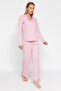 Pembe %100 Pamuklu Çizgili Gömlek-Pantolon Örme Pijama Takımı THMAW24PT00144 - 2