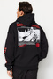 Black Oversize/Wide Cut Hooded Fleece/Warm Sweatshirt Tmnaw24Sw00102 - 2