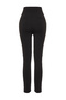 Siyah Toparlayıcı Yüksek Bel Nervürlü Beli Lastikli Slim Fit Kalın Örme Pantolon TWOAW24PL00114 - 11