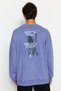Lilac Unisex Oversize/Wide Cut 100% Cotton Antique/Pale Effect Mystic Sweatshirt TMNAW24SW00189 - 5