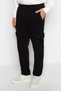 Siyah Oversize/Geniş Kesim Kargo Cepli Jogger Bol Eşofman Altı TMNAW24EA00016