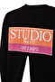 Black Back Print Detailed Thick Inside Fleece Regular Fit Slit Knitted Sweatshirt TWOAW24SW00387 - 8