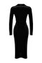 Siyah Kadife Fitted/Vücuda Oturan Polo Yaka Midi Örme Esnek Kalem Elbise TWOAW24EL00529 - 8